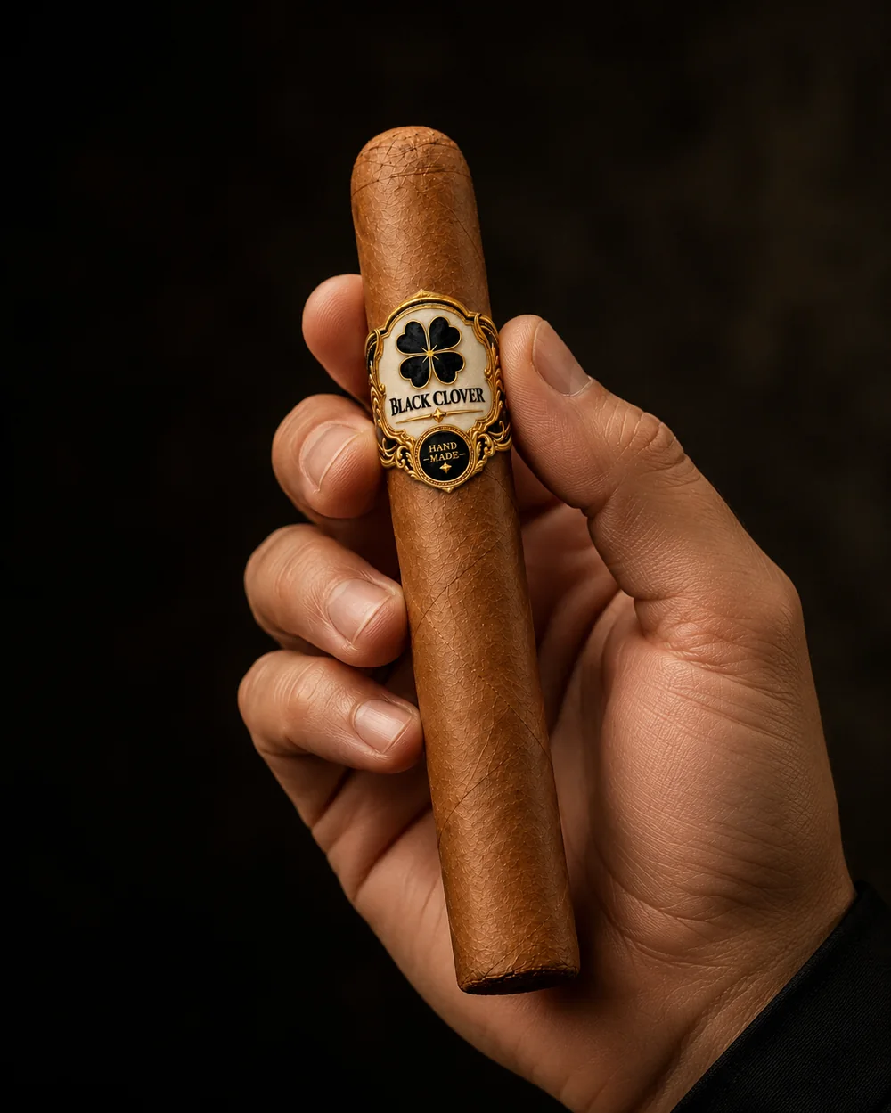 A Black Clover cigar held in the hand