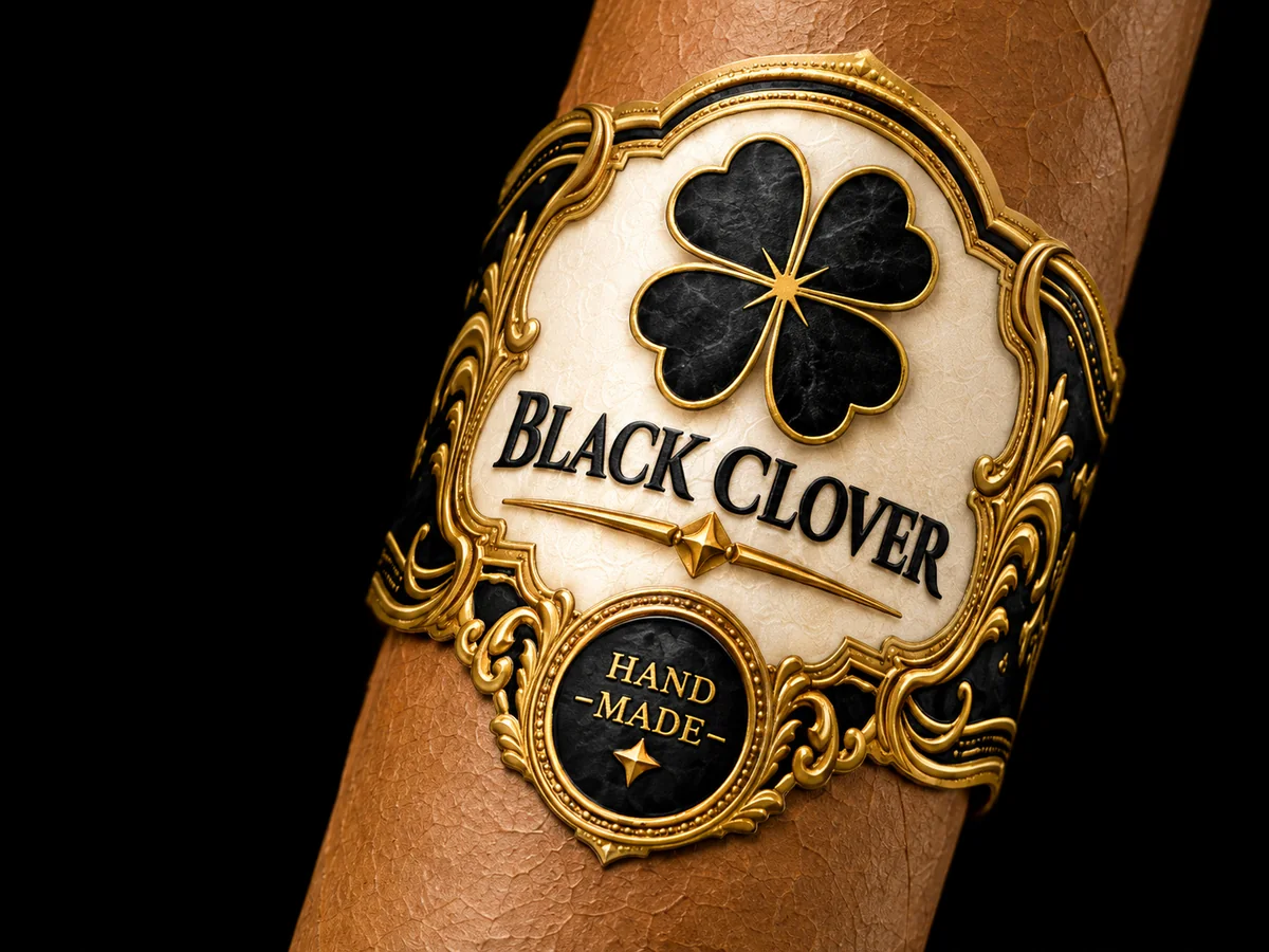 The Black Clover band and Ecuadorian Habano wrapper in close-up